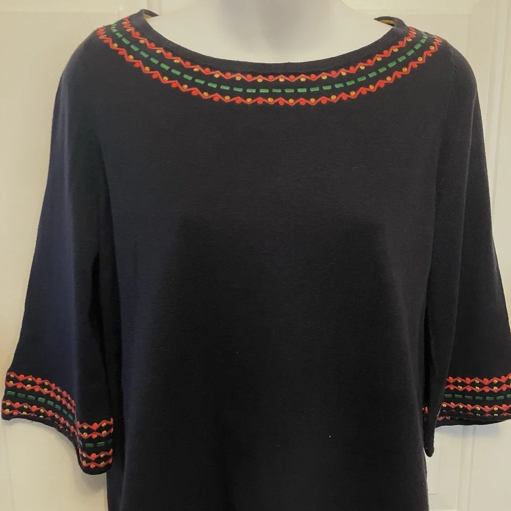 Boden Embroidered Navy Blue Sweater Size Small Women's